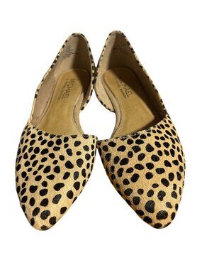 Michael By Michael Shannon Alyssa Flats Womens 36 US 6 Leather Leopard Pointed